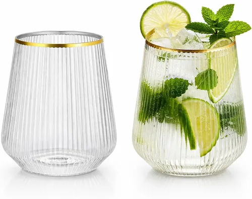 Vista 11 de Oojami 40 vasos de whisky irrompibles de vino sin tallo de 10 onzas 10 onzas - Transparente