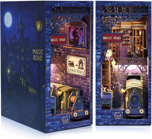 Vista 11 de Kit de manualidades 3D para rincón de lectura - Kit de casa en miniatura para adultos, adolescentes y principiantes, estantería de biblioteca