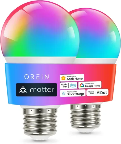 Vista 12 de OREiN Matter - Bombilla inteligente, bombillas inteligentes con control remoto que funcionan con Apple Home, Alexa, Google Home, SmartThings