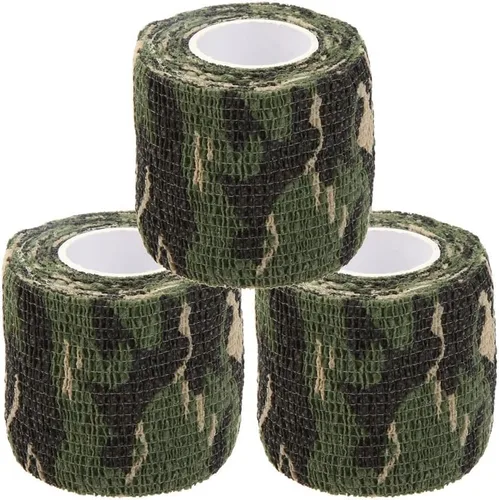 Vista 19 de Cinta envolvente autoadhesiva de camuflaje para protección de 5 cm x 4,5 m. Cinta de camuflaje discreta de tela no tejida. Vendaje elástico