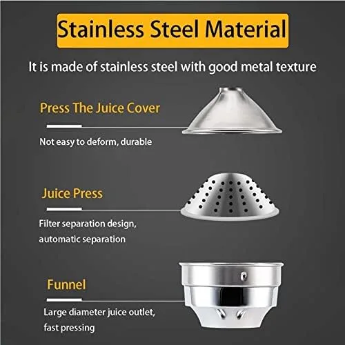Vista 6 de Professional Stainless Steel Citrus Juicer, Heavy Duty Manual Squeezer for High Juice Yield, Ideal for Pomegranate, Lime, and Other Fruits