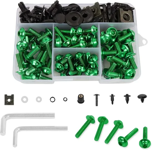 Vista 13 de CHIFUN Kit de pernos de carenado de motocicleta, 195 piezas de tornillos de aluminio M5 M6, kit surtido de arandelas de plástico, tuercas