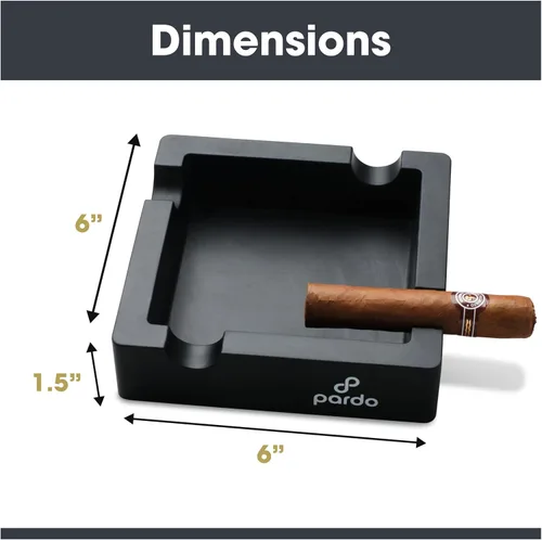 Vista 3 de Pardo Cigar Cenicero de cigarros irrompible para exteriores, diseño de anillo grande, cuadrado negro mate, ideal para puros grandes, uso