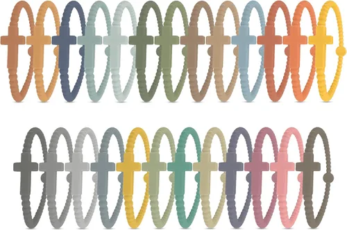Vista 12 de Ryan & Rose Pulseras Jesús - Pulsera de silicona cruzada aleación