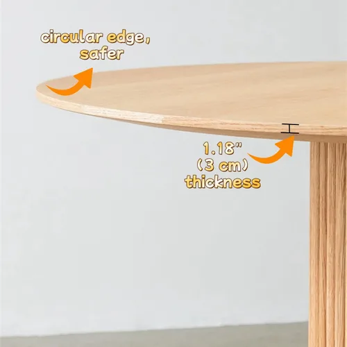 Vista 9 de Mesa de comedor de madera moderna de mediados de siglo, pequeñas mesas de cocina redondas de madera con patas de madera, mesa de comedor redonda