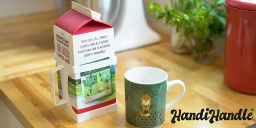 Vista 6 de Soporte de cartón de medio galón para leche, jugo o bebidas, ligero y delgado para ahorrar espacio en el refrigerador, para personas mayores