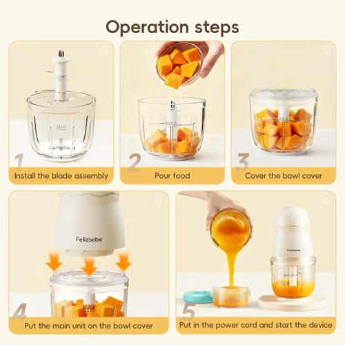 Vista 9 de Fabricante de Alimentos para Bebés, Juego Pequeño de Procesador de Alimentos para Bebés, Fruta, Verdura, Carne, Fabricante de Alimentos para Bebés