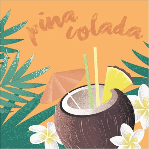 Vista 8 de Servilletas de papel de 20 unidades de 13 x 13 pulgadas, 3 capas, estampado de frutas y coco, para arte, cena y fiesta, servilletas desechables