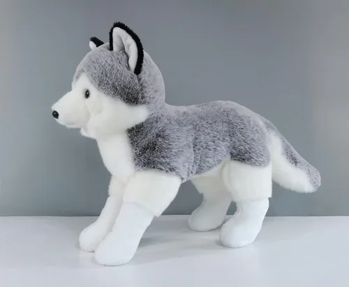 Vista 5 de Ice King Bear Peluche realista de Husky siberiano, juguete de peluche, 14 pulgadas de largo, de pie