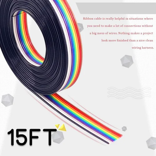 Vista 5 de Hilitchi IDC Rainbow Color Flat Ribbon Cable-10 cable (15 pies)