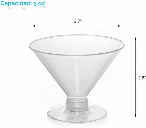 Vista 2 de Frcctre Paquete de 80 vasos de Martini de plástico de 5 onzas desechables, vasos de cóctel transparentes para postre, tazas de parfait, para tirador