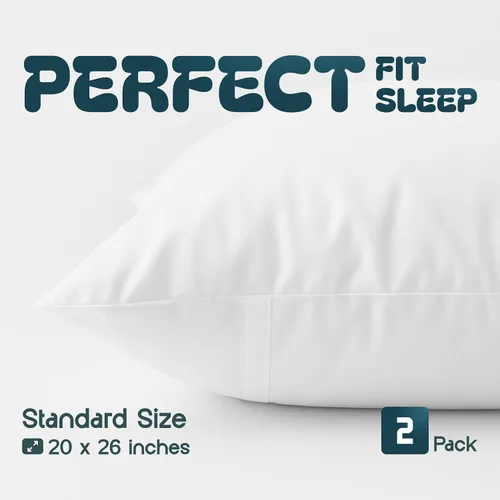 Vista 2 de Funda de almohada White Classic con cremallera, tamaño estándar de 50 x 70 cm, 2 unidades, Algodón, Blanco, Estándar