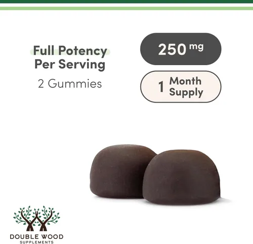 Vista 4 de Double Wood Supplements Suplemento de gomitas de hongos, 60 unidades (250 mg por porción), extractos de cola de melena de león, cordyceps, reishi