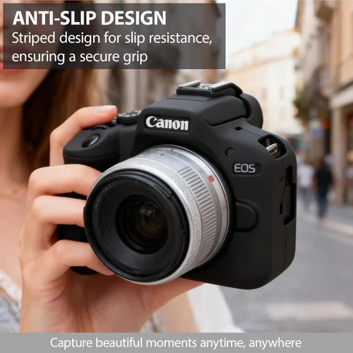 Vista 2 de Funda para cámara Canon EOS R100, funda protectora de silicona suave, antiarañazos, funda delgada con protector de pantalla, accesorios para Canon