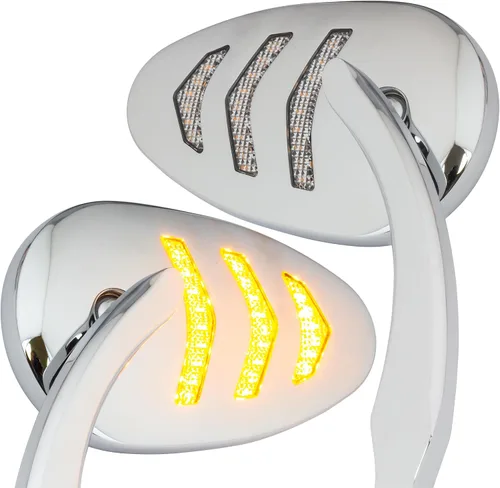 Vista 4 de Eagle Lights Espejo LED con intermitentes secuenciales compatibles con motocicletas Harley Davidson - Negro