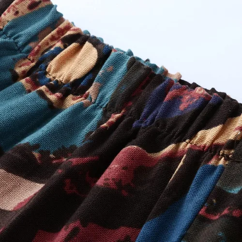 Vista 5 de FEDULKSTORE Pantalones de pierna ancha de algodón y lino para mujer, pantalones palazzo casuales de verano de cintura alta, pantalones holgados