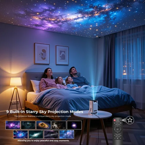 Vista 4 de Mini proyector con WiFi y Bluetooth, proyector portátil 4K 1080P soporte