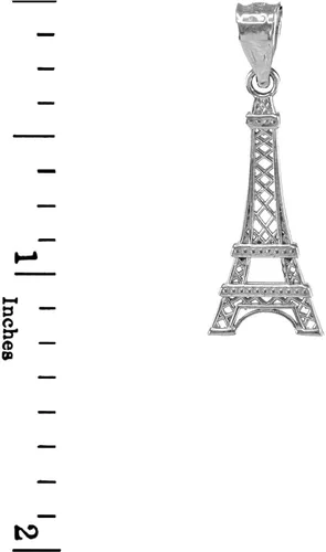 Vista 2 de Colgante de plata de ley 925 con dije de torre Eiffel, Plata esterlina