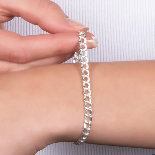Vista 5 de PORI JEWELERS Pulsera de plata de ley 925 con eslabones italianos para hombre y mujer, Metal
