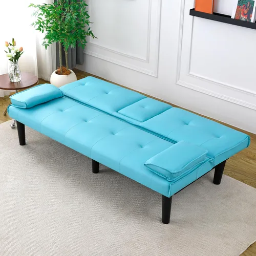 Vista 7 de The 67-Inch Black PVC Multi-Functional Sofa Bed with a Foldable and Cup Holder Design Makes It Extremely Convenient to Turn The Living Room Into a