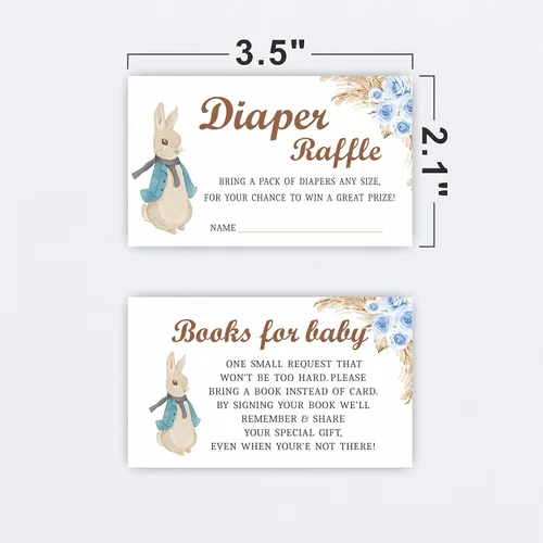Vista 5 de Juego de 25 invitaciones para baby shower con sobres, boletos para rifas de pañales y tarjetas de solicitud de libro de baby shower, fiesta de baby