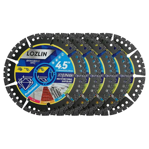 Vista 14 de LOZLIN Paquete de 3 hojas de sierra multiusos de diamante de 4.5 pulgadas, discos de amoladora angular de alta resistencia para cortar