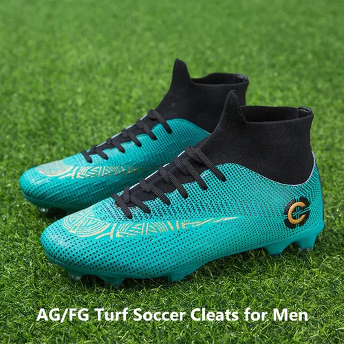 Vista 3 de HHY Tacos de fútbol para hombre, zapatos de fútbol con cordones antideslizantes