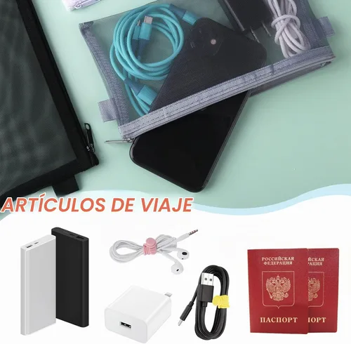 Vista 5 de THINP Estuche para lápices de 3 piezas, bolsas de maquillaje transparentes, bolsa de malla de nailon para bolígrafos con cremallera, bolsa