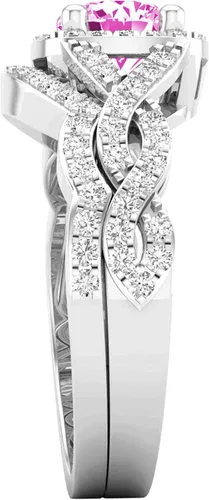 Vista 9 de Dazzlingrock Collection Juego de anillos de boda redondos de 0.228 in creados en laboratorio y diamantes blancos naturales para mujer