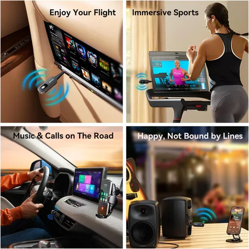 Vista 5 de Receptor Bluetooth para Coche, Adaptador Bluetooth AUX de 3.5mm con Cancelación de Ruido, Transmisor Receptor de Audio Inalámbrico para Estéreo