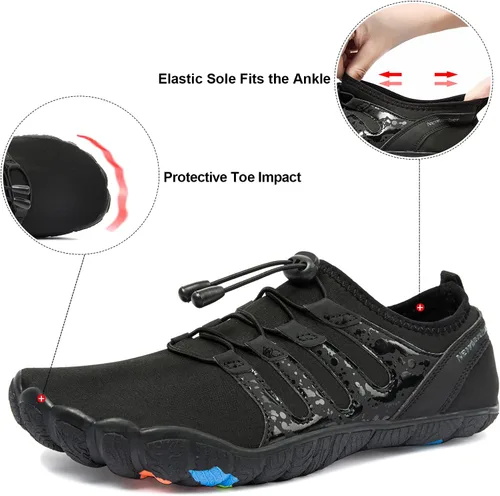 Vista 4 de Josaywin Zapatos de agua para hombre descalzos de secado rápido, calcetines acuáticos para natación, buceo, surf, piscina, deportes acuáticos