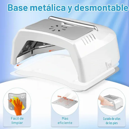 Vista 6 de IMENE - Lámpara de uñas profesional LED UV, inalámbrica, 72 W, luces UV para uñas de gel con ventilador, secadora de uñas recargable con mango