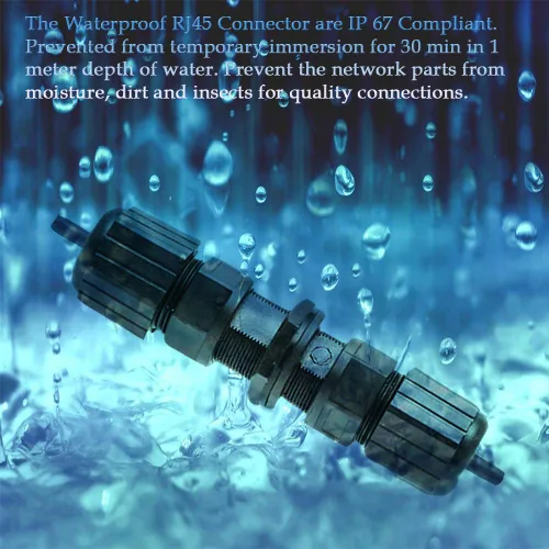 Vista 4 de 5PCS M20 RJ45 CAT5E IP67 doble cabeza impermeable conector Cat5/5e, 8P8C Cable LAN Ethernet Extend Connector, Acoplador LAN al aire libre