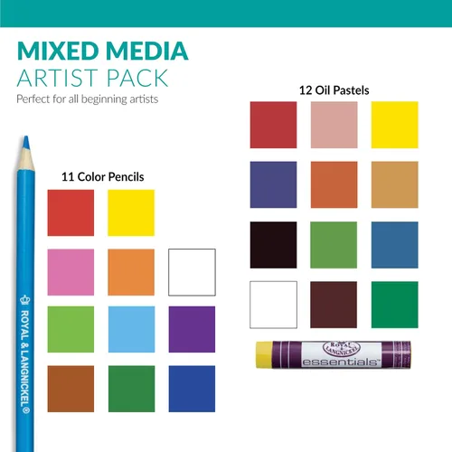 Vista 5 de Royal & Langnickel Essentials - Juego de arte de caja para principiantes de 85 piezas de medios mixtos