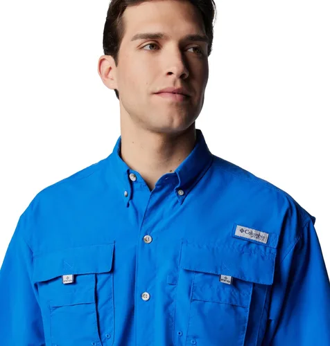 Vista 5 de Columbia - Camisa de pesca Bahama II, línea PFG, con factor de protección ultravioleta (FPU) 30, de manga corta, para hombre. azul (Vivid Blue)