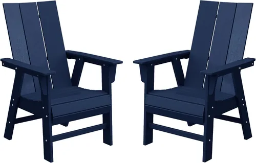 Vista 15 de WestinTrends Ashore - Juego de 2 sillas de comedor Adirondack de plástico HDPE para exteriores, color negro