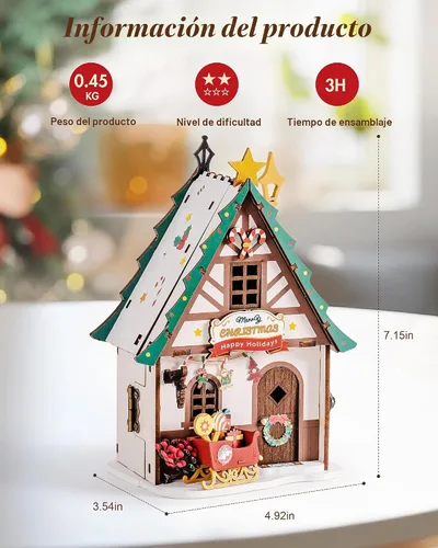 Vista 5 de Rolife Kit de casa de muñecas en miniatura de madera, kit de bricolaje de casa de madera en miniatura para adultos para construir, rompecabezas