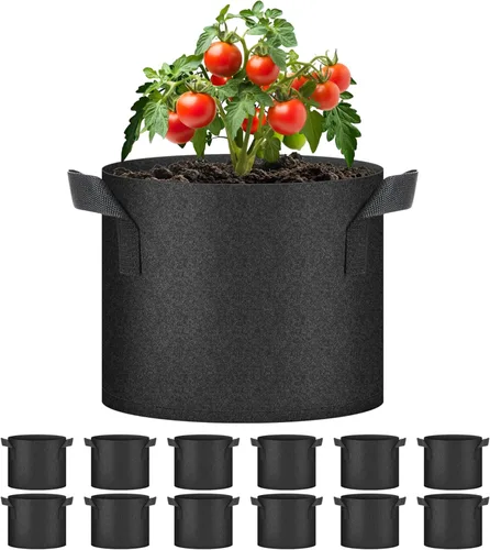 Vista 10 de HealSmart Paquete de 6 bolsas de cultivo no tejidas de 1 galón, macetas de tela de aireación con asas, adecuadas para frutas de jardín, verduras