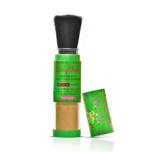 Vista 9 de Protector solar natural en polvo, protector solar mineral tintado con pincel SPF30 .23 oz (ligero)