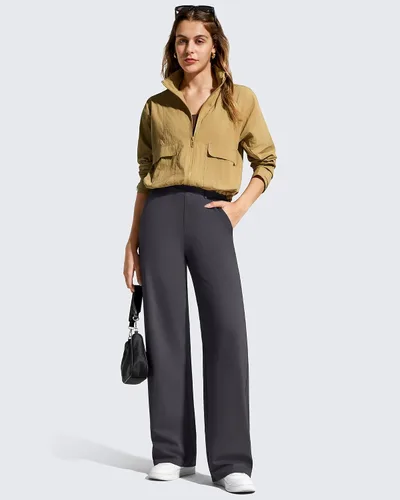 Vista 5 de G4Free EverGoing - Pantalones de vestir de pierna ancha para mujer con Gris-oscuro