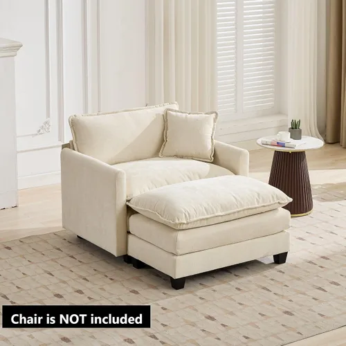 Vista 3 de Tufted Regular Ottoman for Sofa,Accent Chenille Fabric Footstool, Single Footrest Stool for Living Room (Beige)