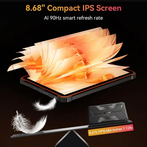 Vista 3 de Blackview Tablet resistente de 9 pulgadas, Android 15 tableta impermeable con Gemini AI, 18GB+128GB TF 2TB, 180Hz, IP68/IP69K, MIL-STD-810H a prueba
