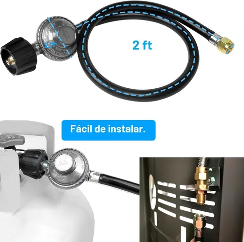 Vista 2 de Regulador y manguera de parrilla de gas propano de 2 pies, repuesto para Weber, Charbroil, parrilla Nexgrill, calentador de patio de propano