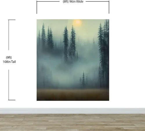 Vista 2 de Papel tapiz de bosque brumoso, papel tapiz extraíble de bosque, papel tapiz de bosque brumoso, papel tapiz temporal, papel tapiz para guardería