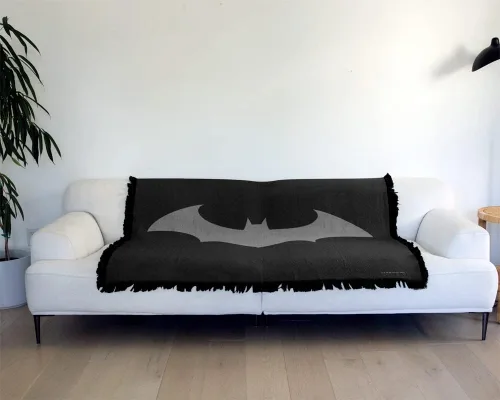 Vista 6 de LOGOVISION Manta de Batman, 50 x 60 pulgadas, con logotipo de Hush, tejido de mezcla de algodón, manta con flecos