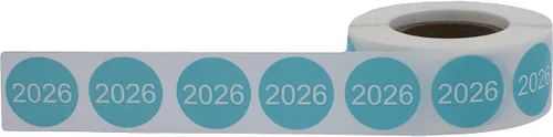 Vista 2 de InStockLabels - Calcomanías para el año 2026, color verde azulado, 0.75