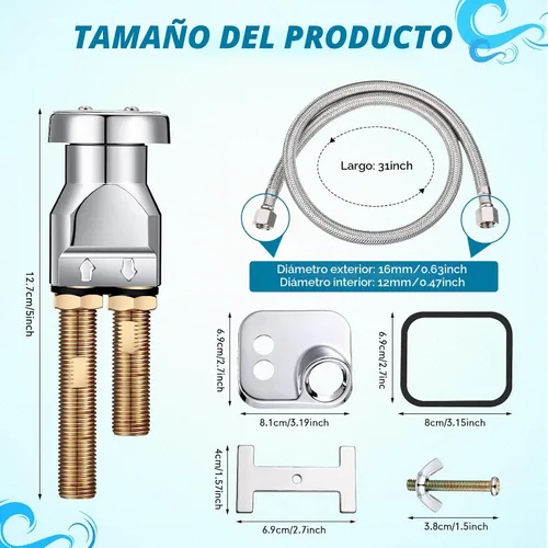 Vista 3 de Hortsun Kit de interruptor de vacío para tazón, mango de hardware, 7 piezas de acero inoxidable, latón chapado en cromo, 31 pulgadas, para reemplazo
