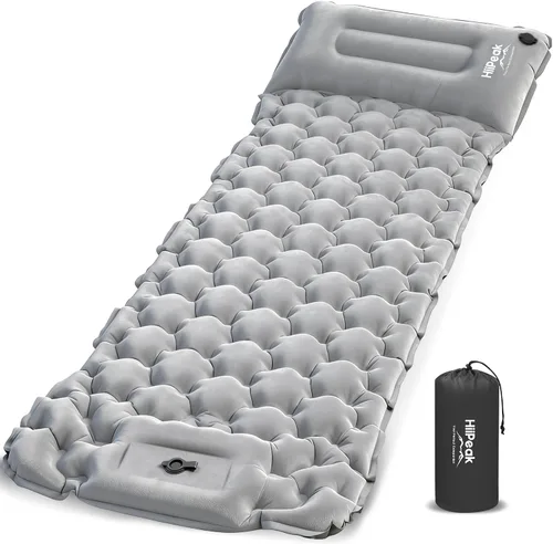 Vista 11 de HiiPeak Almohadilla de dormir para camping, alfombrilla de camping superior de gamuza con almohada, bomba de pie incorporada, almohadillas inflables