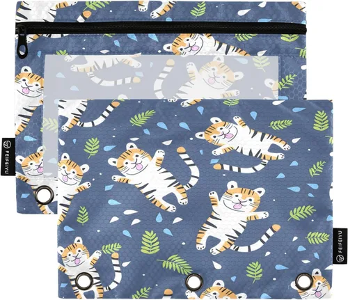 Vista 18 de Linda bolsa de lápices de bailarina para carpeta de 3 anillos, 2 bolsas para lápices con cremallera, estuche transparente con cremallera para Ballet