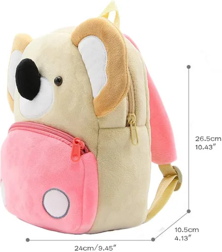 Vista 2 de Ladyzone Mochila para niños pequeños con diseño de animales del zoológico, bonita bolsa de felpa de dibujos animados de 10 pulgadas para niños